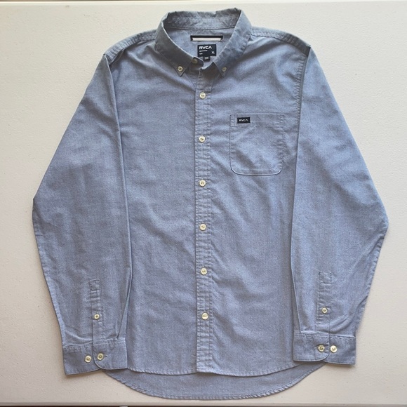 RVCA - Chambray Button-Down Shirt, XL - Picture 2 of 5